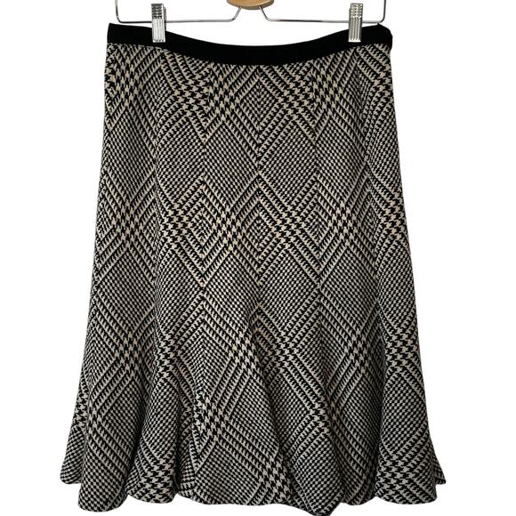 AK Anne Klein Dresses & Skirts - AK Anne Klein Skirt 100% Wool Houndstooth Tan Black Careerwear A-Line Size 8P
